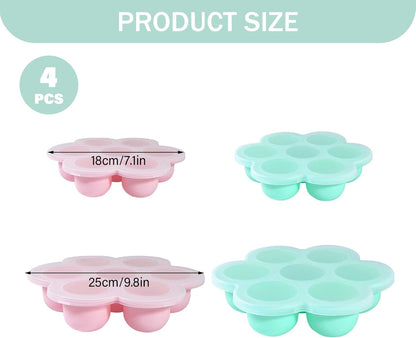 4-Pack Silicone Baby Food Freezer Tray, Ice Cube Mold for Homemade Puree & Breast Milk, Flexible Freezer Containers for Kitchen & Fridge