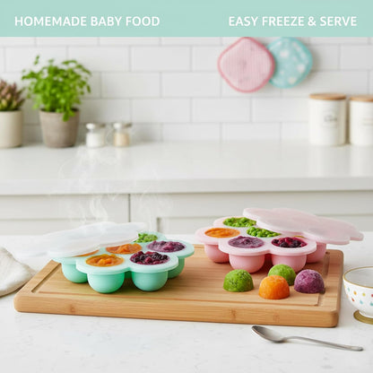 4-Pack Silicone Baby Food Freezer Tray, Ice Cube Mold for Homemade Puree & Breast Milk, Flexible Freezer Containers for Kitchen & Fridge