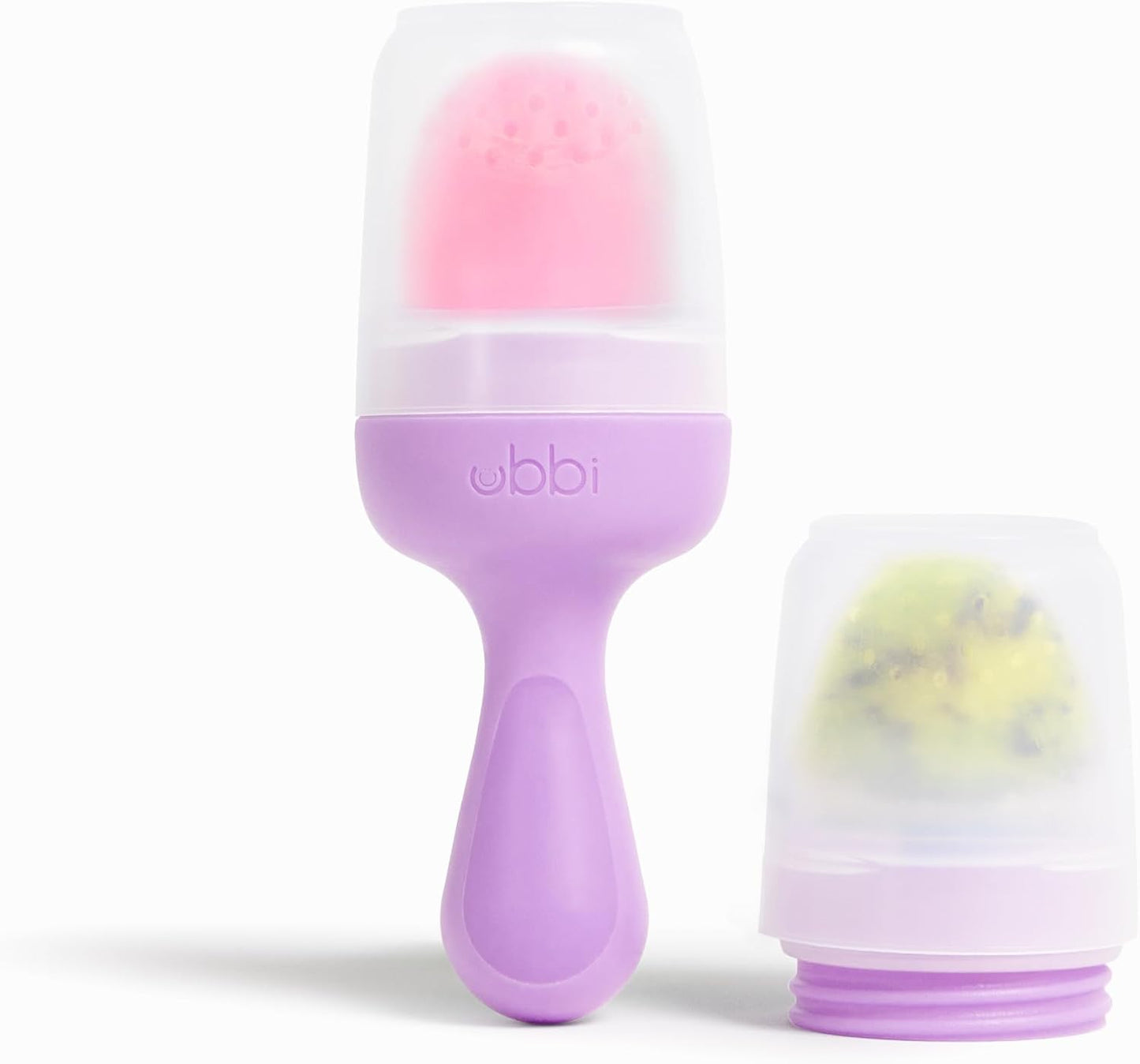 Ubbi Baby Food Feeder & Freezer Tray Set, Infant Teething Relief, BPA-Free, Safely Introduce Solids and Self Feeding, Freezable Popsicle Molds, Dishwasher Safe, Smoothie Purple & Zest Green