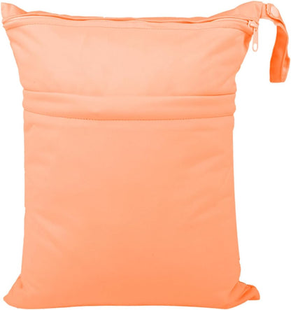 Wet Dry Bag for Baby Cloth Diapers, Waterproof Reusable with Two Zippered Pockets Travel Beach Pool Soiled Baby Items Yoga Gym Bag for Swimsuits or Wet Clothes (yellow)