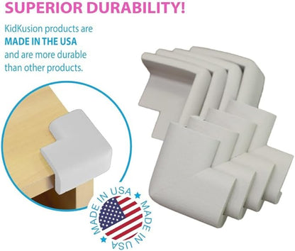 KidKusion Child Safety Corner Cushion | Soft Gray | 4 Pack | Made in USA, Child Safety, Child Proofing Corner Guard, Home Furniture Safety Bumper, Baby Proof Table Protector
