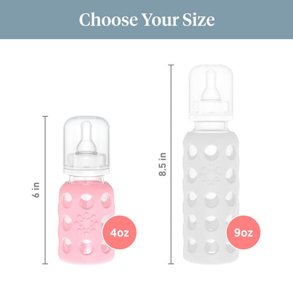 Lifefactory Glass Baby Bottle with Stage 1 Nipple and Protective Silicone Sleeve Cantaloupe, 4 Oz