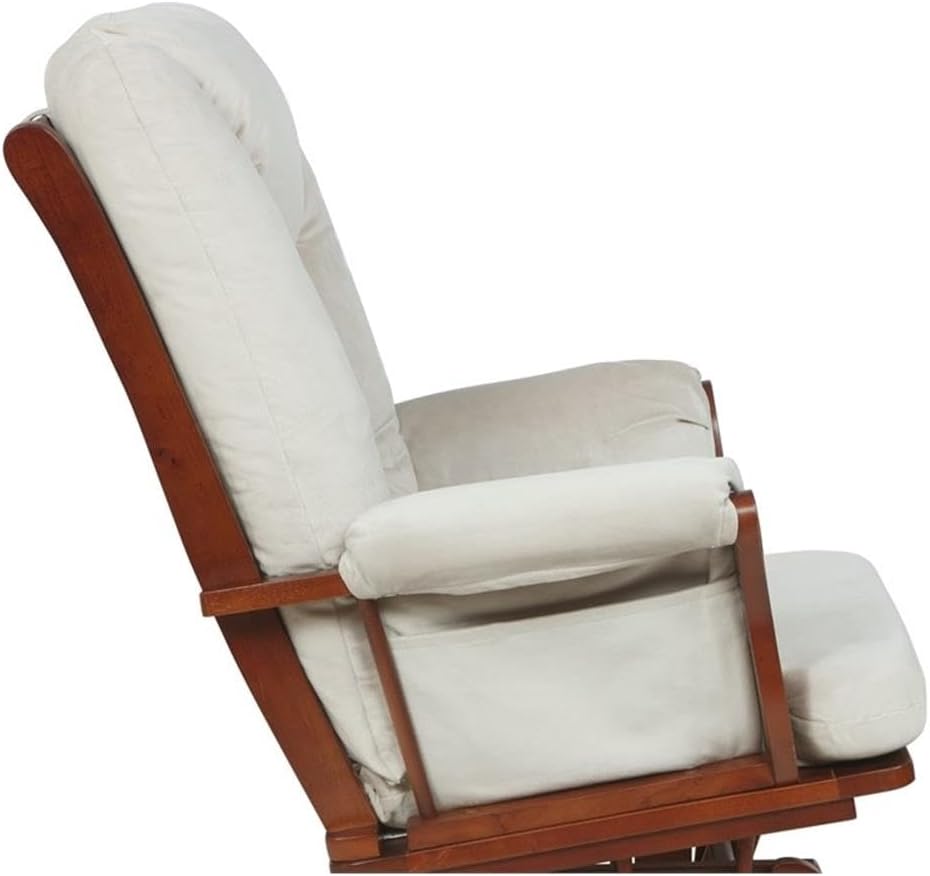 Pemberly Row Contemporary Glider Chair Cushions Set, Beige Velvet Fabric, Foam Filled, Replacement Seat, Back, Arm Cushions for Nursery, Living Room or Office Glider Chairs, 5" H x 24" W x 26" D