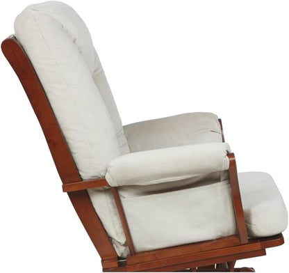 Pemberly Row Contemporary Glider Chair Cushions Set, Beige Velvet Fabric, Foam Filled, Replacement Seat, Back, Arm Cushions for Nursery, Living Room or Office Glider Chairs, 5" H x 24" W x 26" D