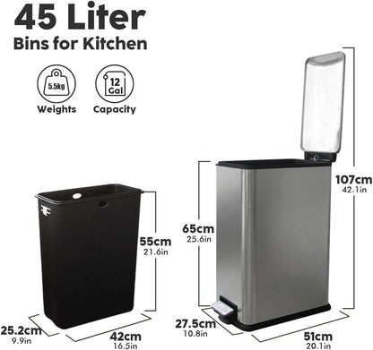 Diaper Pail, Baby Diaper Trash Can with Removal Inner Liner, Childproof Lock, Stainless Steel Garbage Pail with lid, Soft Close, Odor Control Diaper Disposal Bin, 4 Gallon Pink Diaper Can
