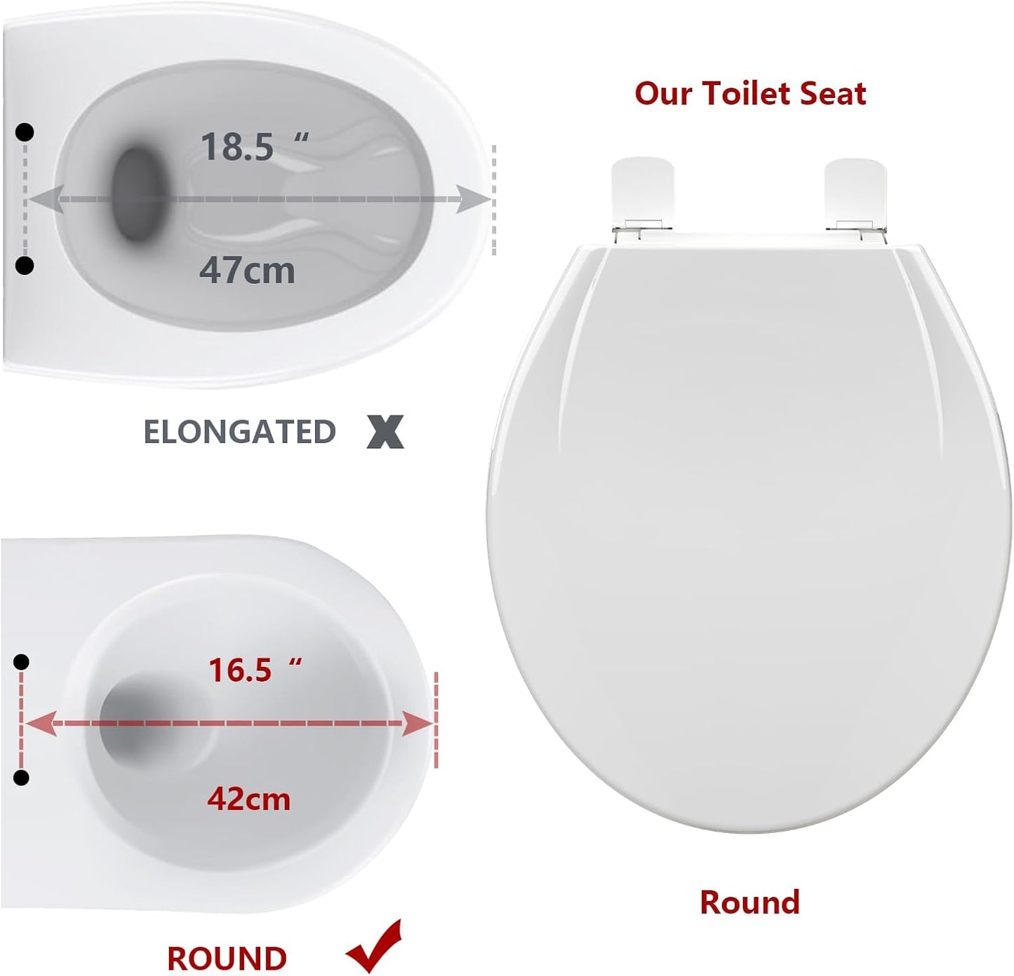 Toilet Seat Round,Toilet Seat with Toddler Seat Built in, Potty Training Toilet Seat Round Fits Both Adult and Child, with Soft Close,Easy Install and Clean - White, Round
