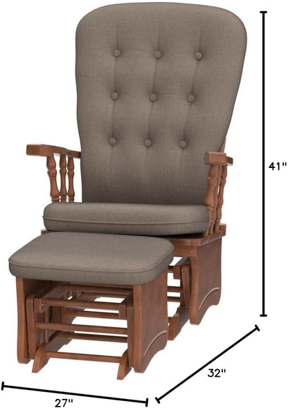Rustic Glider Chair for Nursery with Ottoman, Resistant Rubber Wood Nursery Glider and Ottoman Sets for Relaxing, Rocking Chair for Living Room Bedroom