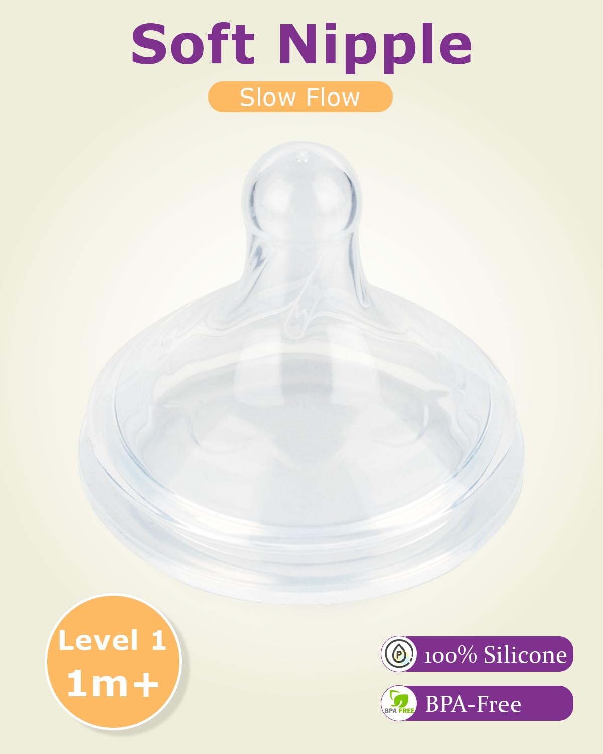 Silicone Nipple for Dr.Brown's Wide-Nick Baby Bottle Bottles,Level 3 Bottle Nipples, Fast Flow, 6m+, 6 Count