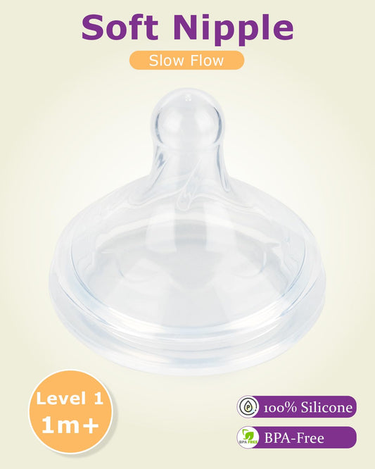 Silicone Nipple for Dr.Brown's Wide-Nick Baby Bottle Bottles,Level 3 Bottle Nipples, Fast Flow, 6m+, 6 Count