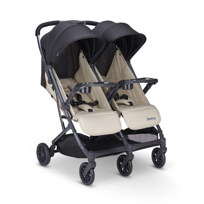 Joovy Kooper X2 Double Stroller, Lightweight Travel Stroller, Compact Fold with Tray, Black