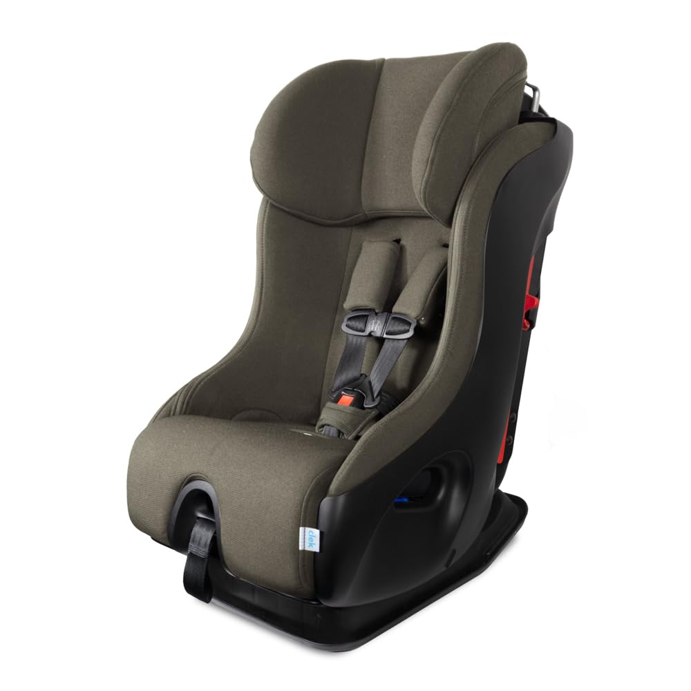 Clek Fllo Convertible Car Seat - Compact Design for 3-Across Seating, Extended Rear-Facing with Anti-Rebound Bar and Flame Retardant-Free (Railroad Ziip)