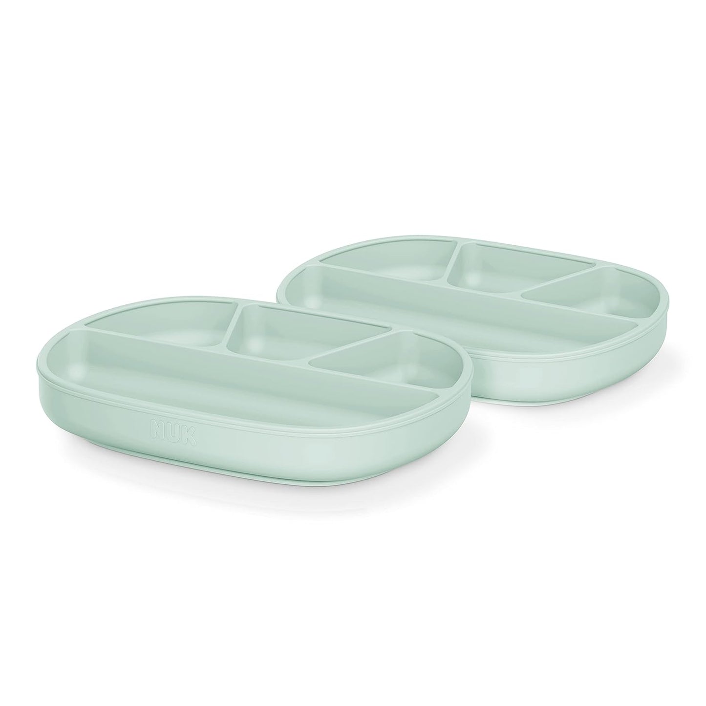 NUK Silicone Baby Tableware Bundle, Includes 1 Plate, 1 Bowl, 1 Cup, & 1 Spoon, Durable Suction Feature Helps Reduce Spills, Microwave-Safe, BPA-Free