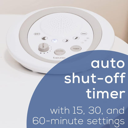 Beurer White Noise Machine with 4 Soothing Sounds | Sound Machine with Auto Shut-Off Sleep Timer | Portable White Noise Machine for Adults, Kids & Babies | Dreamsound Sleep Machine, SL15