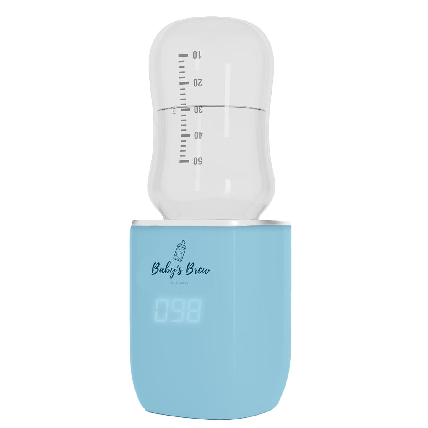 Baby's Brew Portable Bottle Warmer – Cordless Baby Bottle Warmer for Breastmilk & Formula, Rechargeable Travel Milk Warmer, Leak-Proof, Compact, Blue, Adapter Not Included