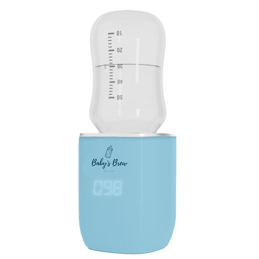 Baby's Brew Portable Bottle Warmer – Cordless Baby Bottle Warmer for Breastmilk & Formula, Rechargeable Travel Milk Warmer, Leak-Proof, Compact, Blue, Adapter Not Included