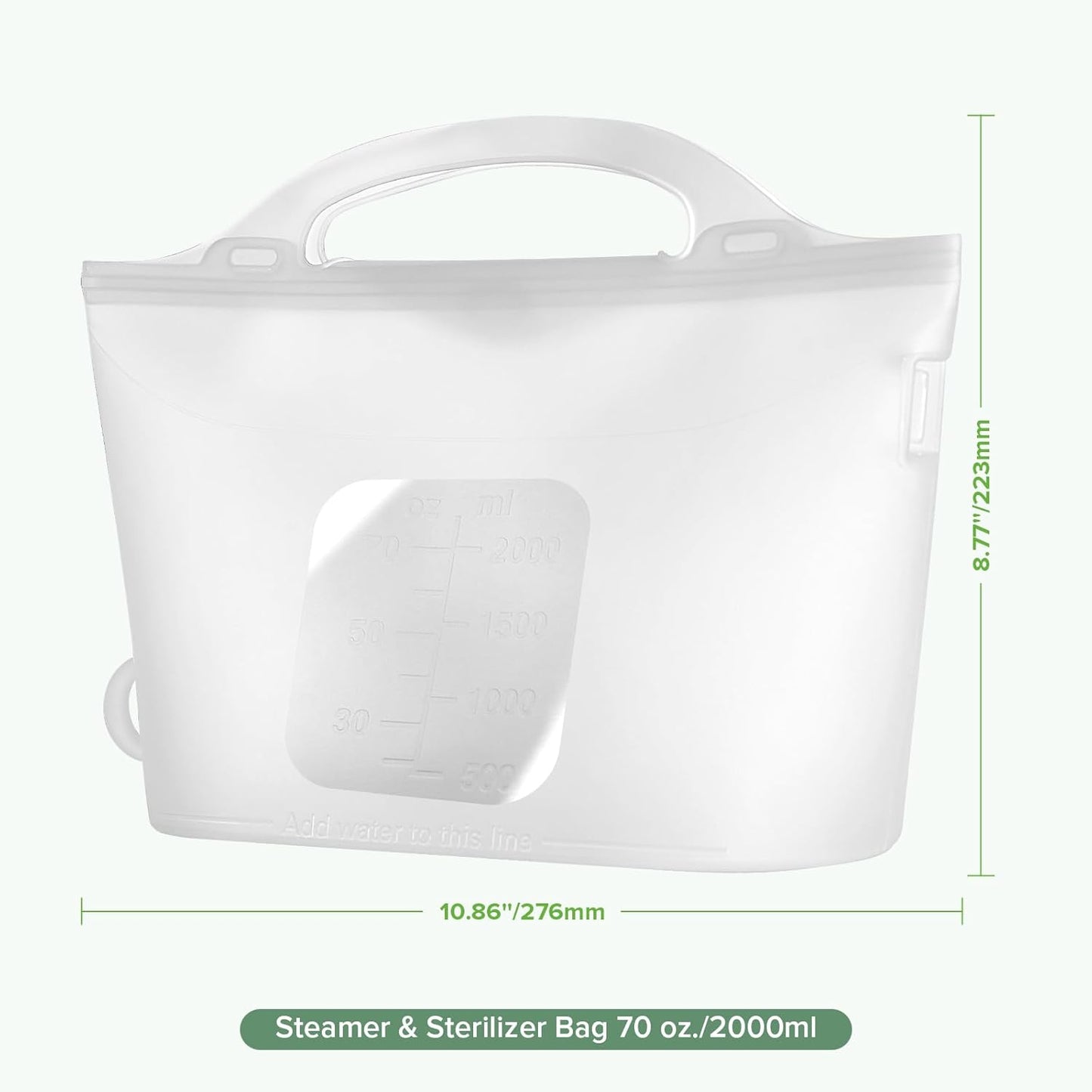 Haakaa On-The-Go Silicone Microwave Steam Sterilizer Bags for Travel, 40oz/1250ml Reusable Silicone Steaming Bags for Baby Bottles, Breast Pump, Accessories, Pacifiers, Teethers,Grey/1PC