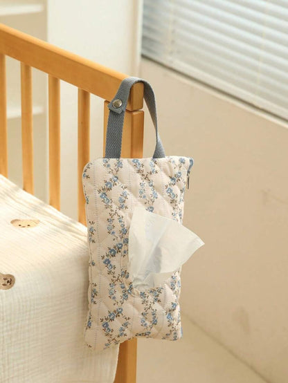 Quilted Diaper Wipe Pouch Portable Mommy Bag Refillable Floral Baby Wipe Holder for Travel Stroller Daily Casual (wihi)