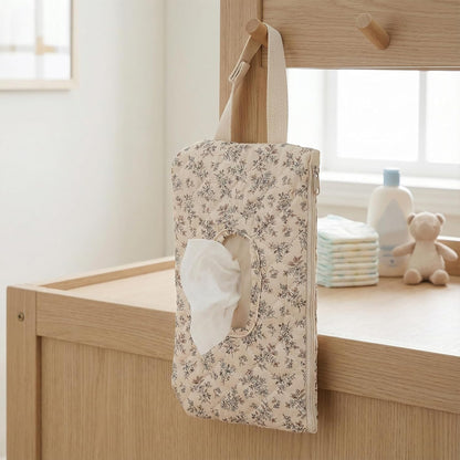 Quilted Diaper Wipe Pouch Portable Mommy Bag Refillable Floral Baby Wipe Holder for Travel Stroller Daily Casual (wihi)