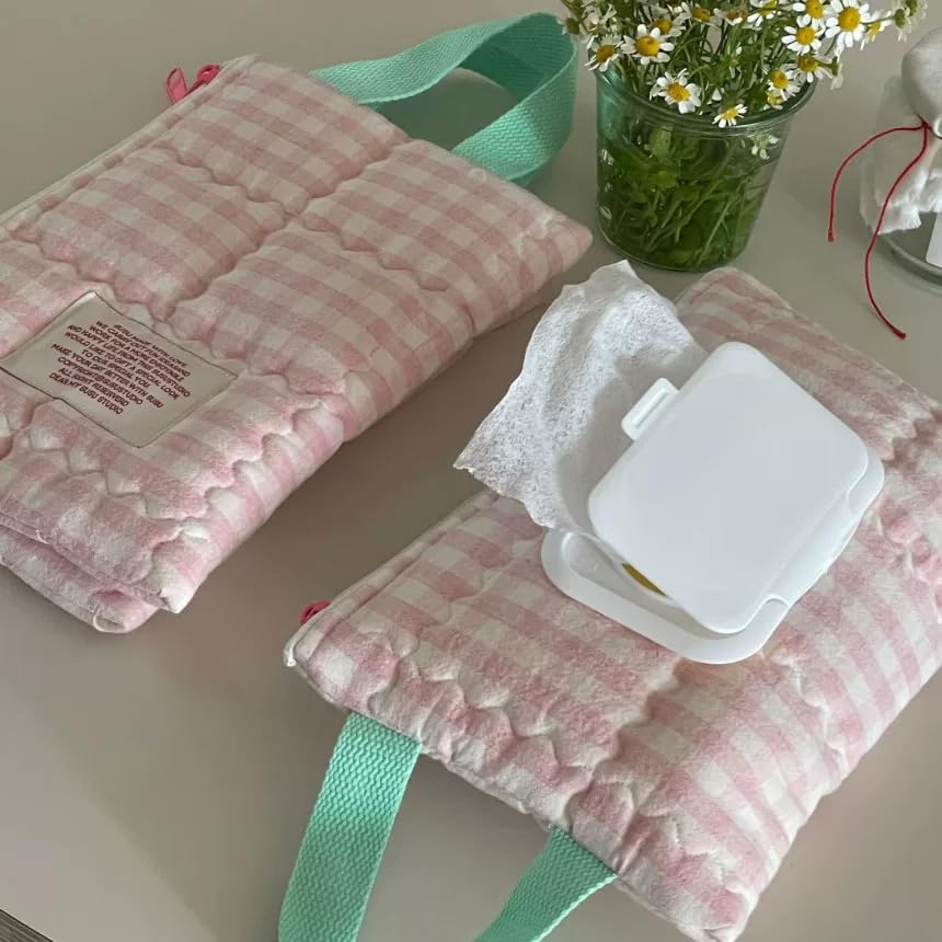 Quilted Diaper Wipe Pouch Portable Mommy Bag Refillable Floral Baby Wipe Holder for Travel Stroller Daily Casual (wihi)