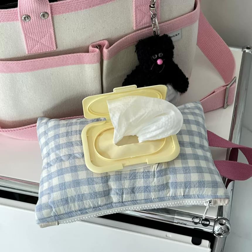 Quilted Diaper Wipe Pouch Portable Mommy Bag Refillable Floral Baby Wipe Holder for Travel Stroller Daily Casual (wihi)