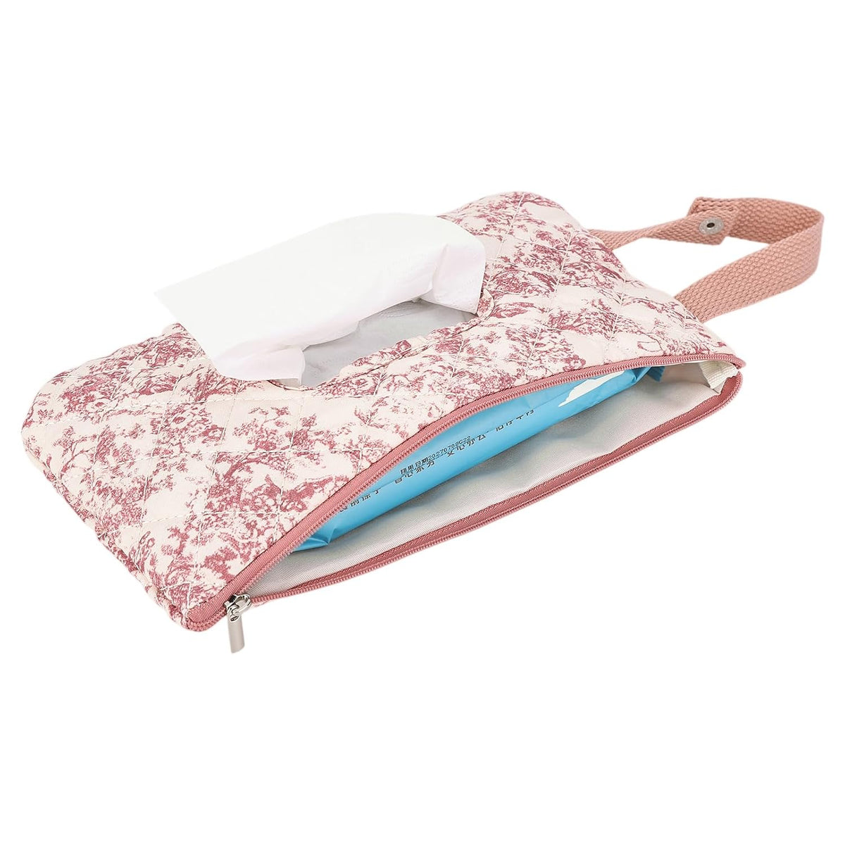 Quilted Diaper Wipe Pouch Portable Mommy Bag Refillable Floral Baby Wipe Holder for Travel Stroller Daily Casual (wihi)