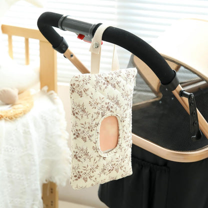 Quilted Diaper Wipe Pouch Portable Mommy Bag Refillable Floral Baby Wipe Holder for Travel Stroller Daily Casual (wihi)