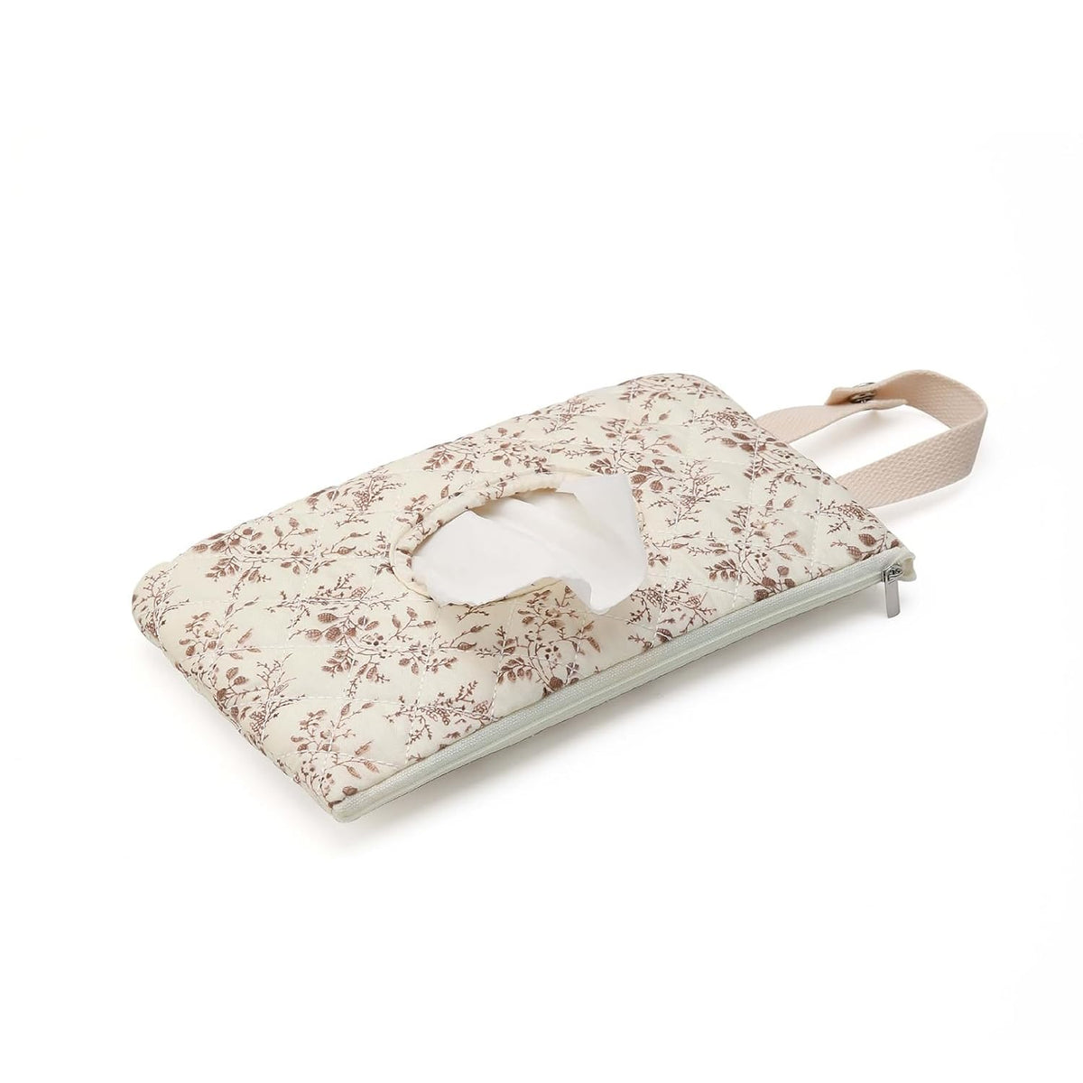 Quilted Diaper Wipe Pouch Portable Mommy Bag Refillable Floral Baby Wipe Holder for Travel Stroller Daily Casual (wihi)