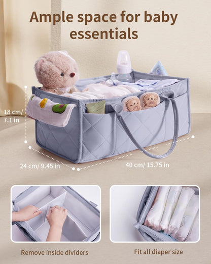 Baby Diaper Caddy Organizer Handbags Large Nursery Storage Basket Handbags with Handles for Newborn Essentials, Car Diaper Organizer, Gift for Baby Shower