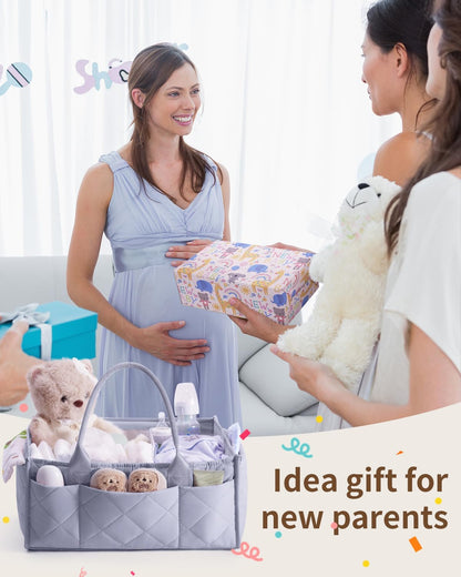 Baby Diaper Caddy Organizer Handbags Large Nursery Storage Basket Handbags with Handles for Newborn Essentials, Car Diaper Organizer, Gift for Baby Shower