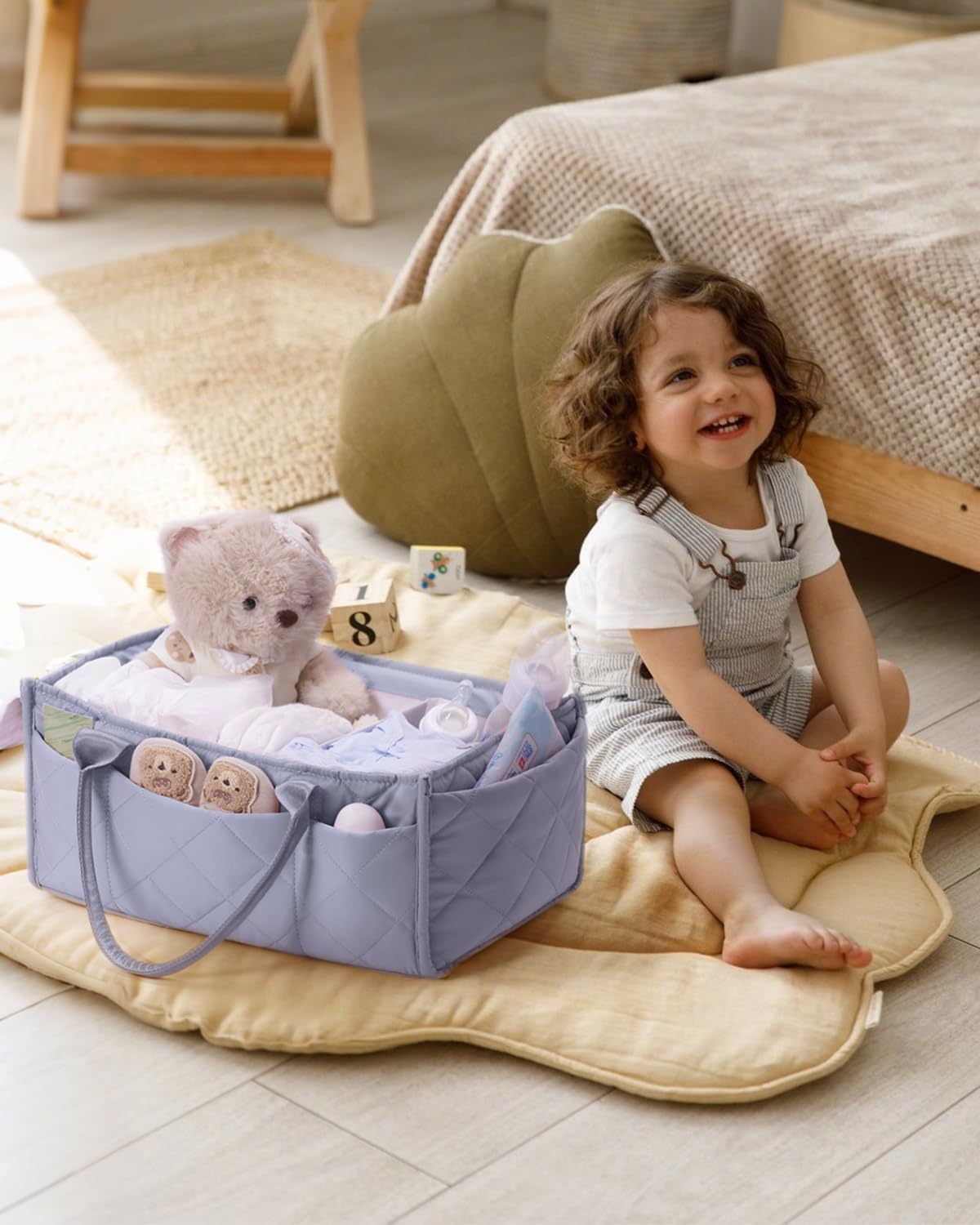 Baby Diaper Caddy Organizer Handbags Large Nursery Storage Basket Handbags with Handles for Newborn Essentials, Car Diaper Organizer, Gift for Baby Shower