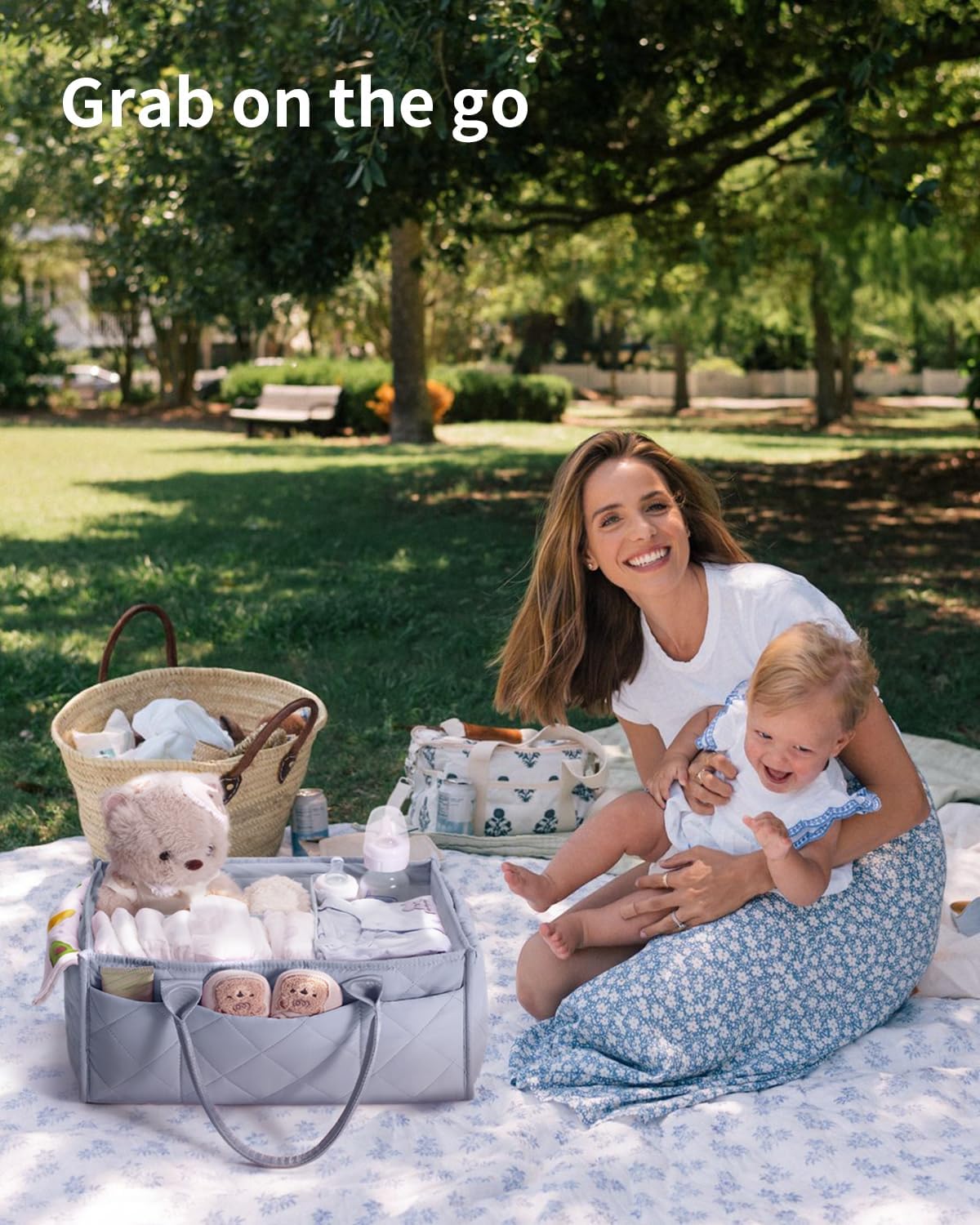 Baby Diaper Caddy Organizer Handbags Large Nursery Storage Basket Handbags with Handles for Newborn Essentials, Car Diaper Organizer, Gift for Baby Shower