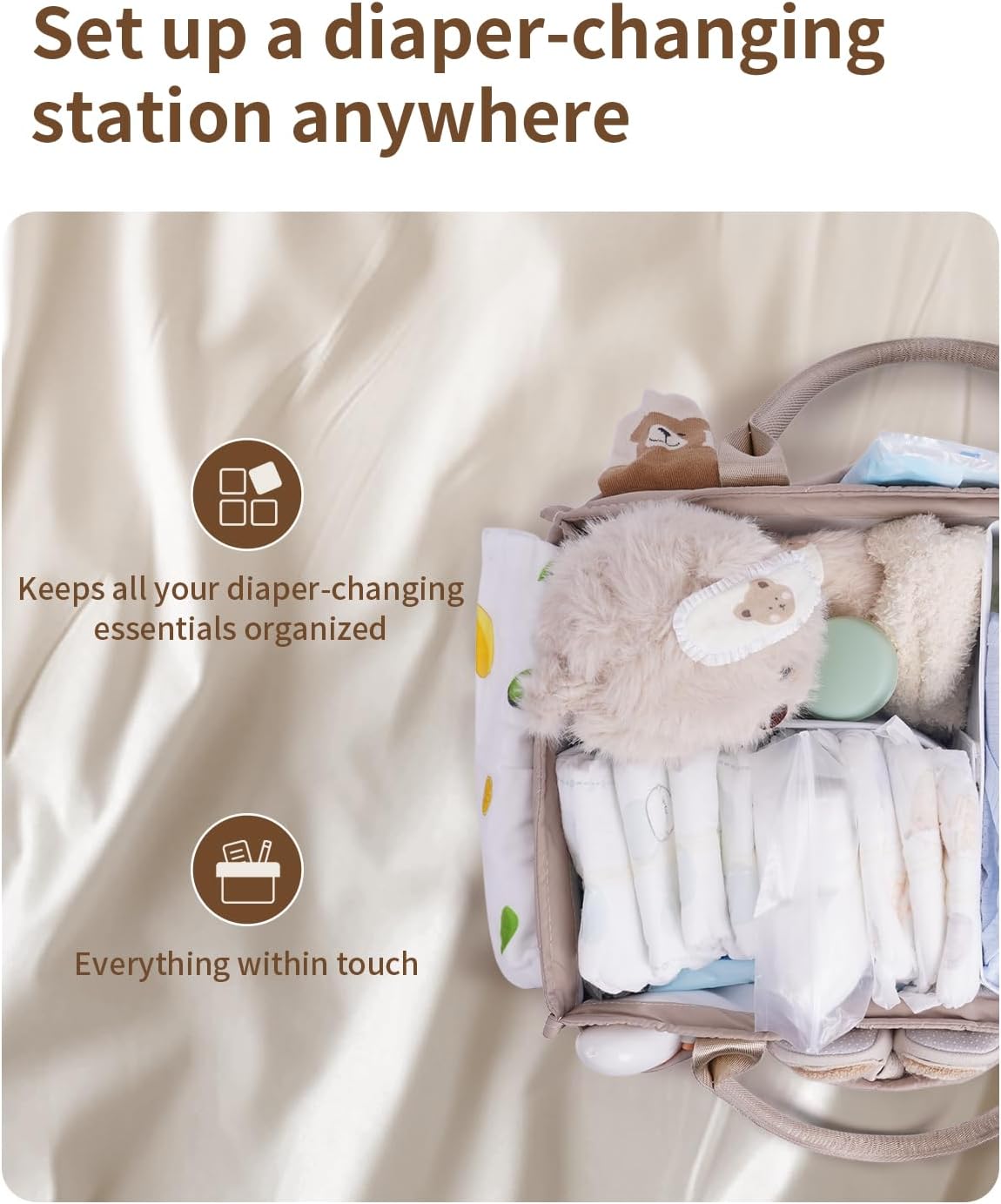 Baby Diaper Caddy Organizer Handbags Large Nursery Storage Basket Handbags with Handles for Newborn Essentials, Car Diaper Organizer, Gift for Baby Shower