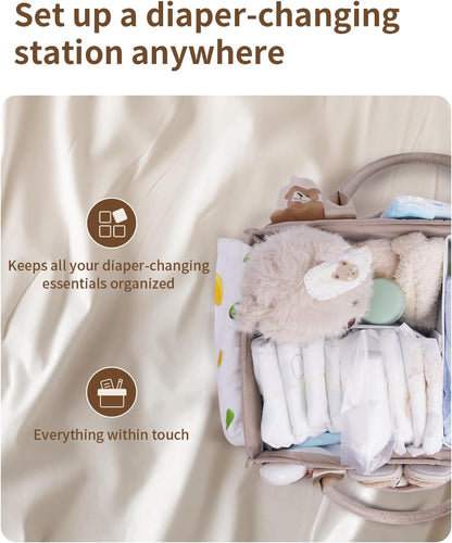 Baby Diaper Caddy Organizer Handbags Large Nursery Storage Basket Handbags with Handles for Newborn Essentials, Car Diaper Organizer, Gift for Baby Shower