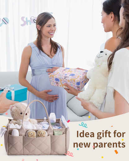 Baby Diaper Caddy Organizer Handbags Large Nursery Storage Basket Handbags with Handles for Newborn Essentials, Car Diaper Organizer, Gift for Baby Shower