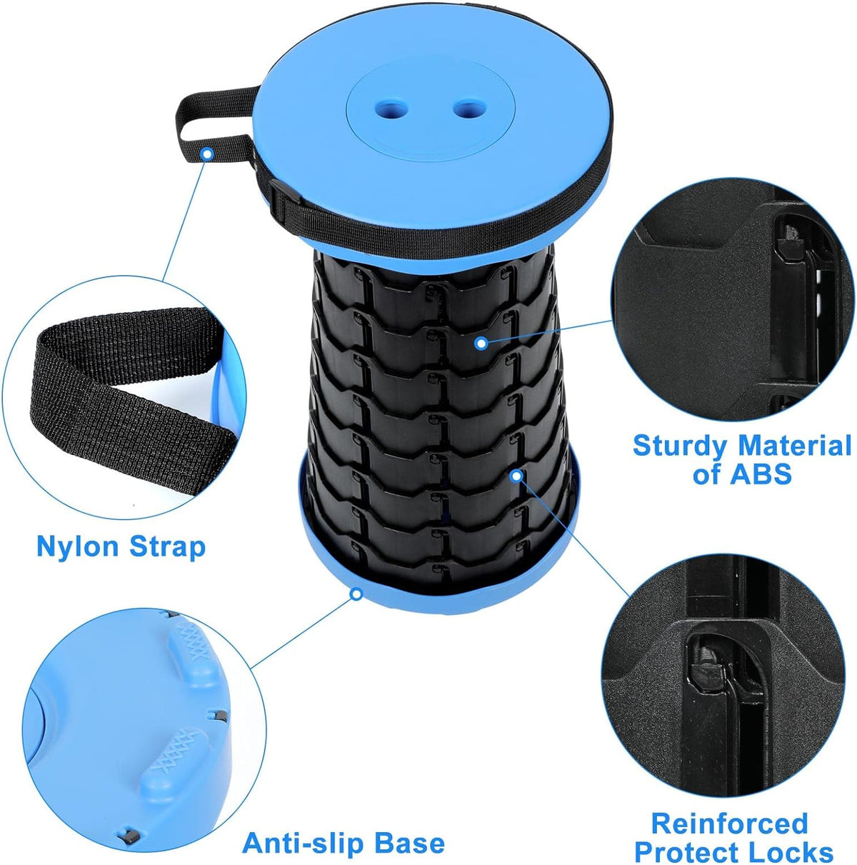 Foldable Telescoping Stool Portable, Retractable Stool for Adults, Upgraded Collapsible Folding Seats with Load Capacity 550lbs, Camping Stools for Adults