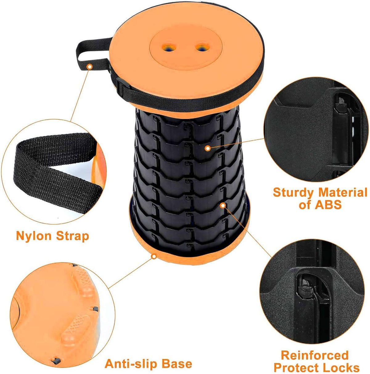 Foldable Telescoping Stool Portable, Retractable Stool for Adults, Upgraded Collapsible Folding Seats with Load Capacity 550lbs, Camping Stools for Adults