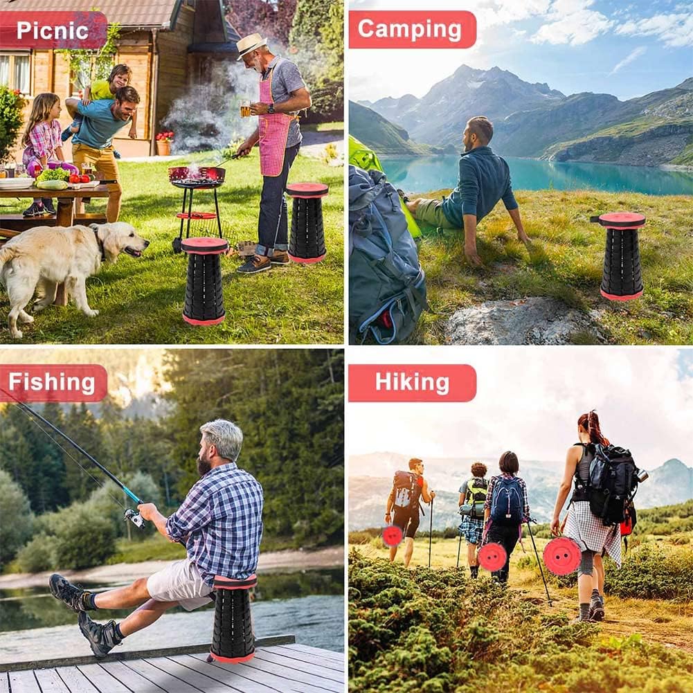 Foldable Telescoping Stool Portable, Retractable Stool for Adults, Upgraded Collapsible Folding Seats with Load Capacity 550lbs, Camping Stools for Adults