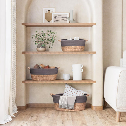 Premium Natural Handwoven Portable Laundry Bin Basket with Carrying Handles, Household Storage for Clothes, Linens, Sheets, Toys, Natural Water Hyacinth, Rectangular