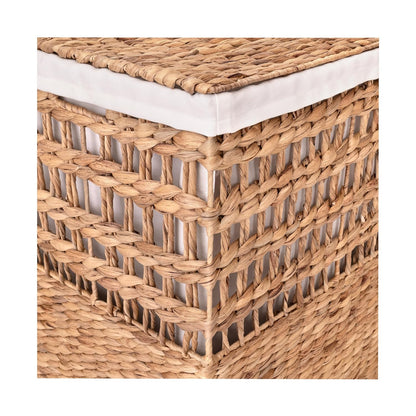 Premium Natural Handwoven Portable Laundry Bin Basket with Carrying Handles, Household Storage for Clothes, Linens, Sheets, Toys, Natural Water Hyacinth, Rectangular