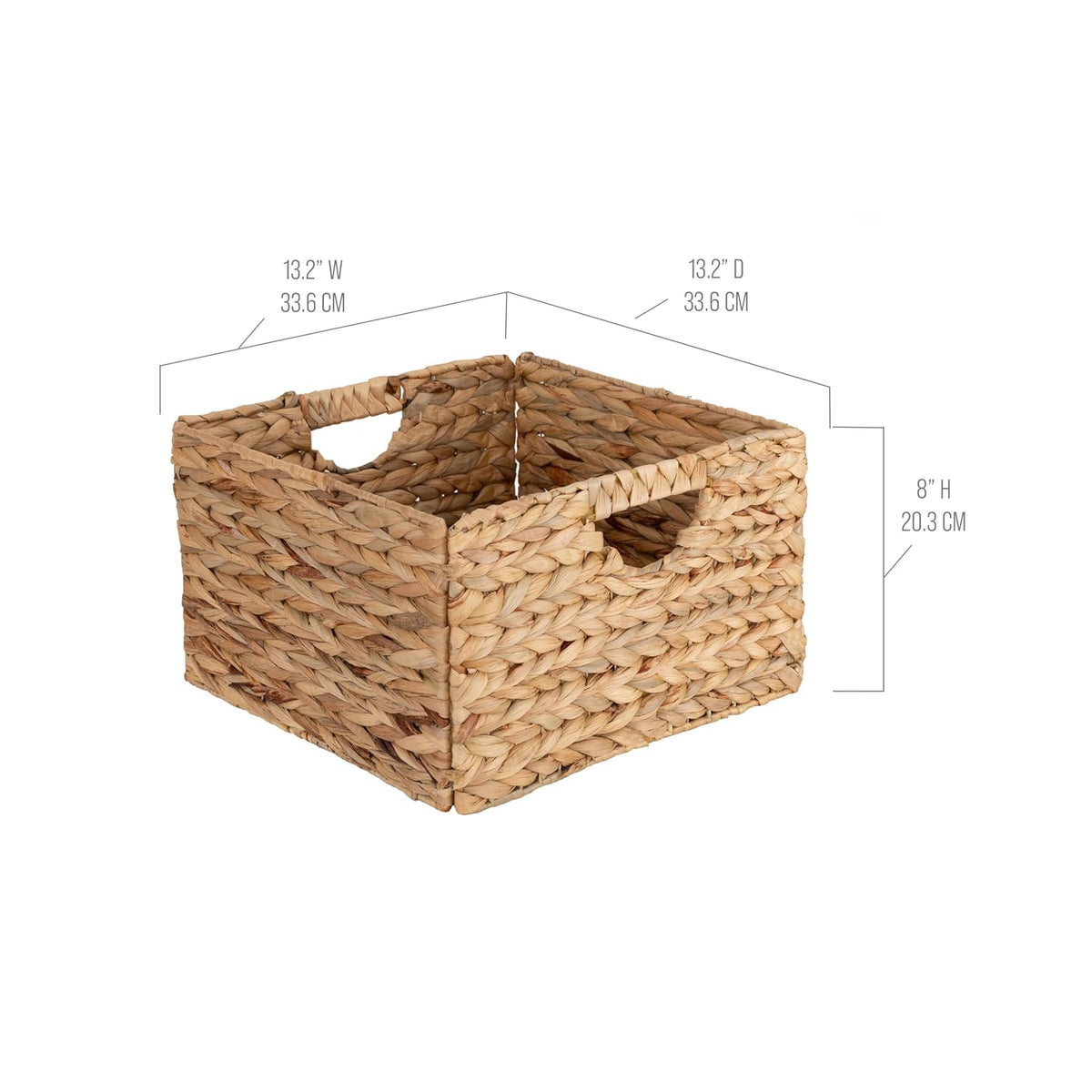Premium Natural Handwoven Portable Laundry Bin Basket with Carrying Handles, Household Storage for Clothes, Linens, Sheets, Toys, Natural Water Hyacinth, Rectangular