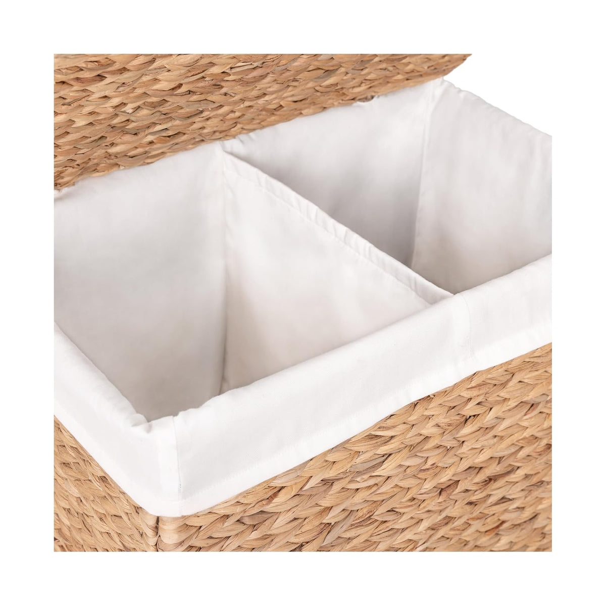 Premium Natural Handwoven Portable Laundry Bin Basket with Carrying Handles, Household Storage for Clothes, Linens, Sheets, Toys, Natural Water Hyacinth, Rectangular