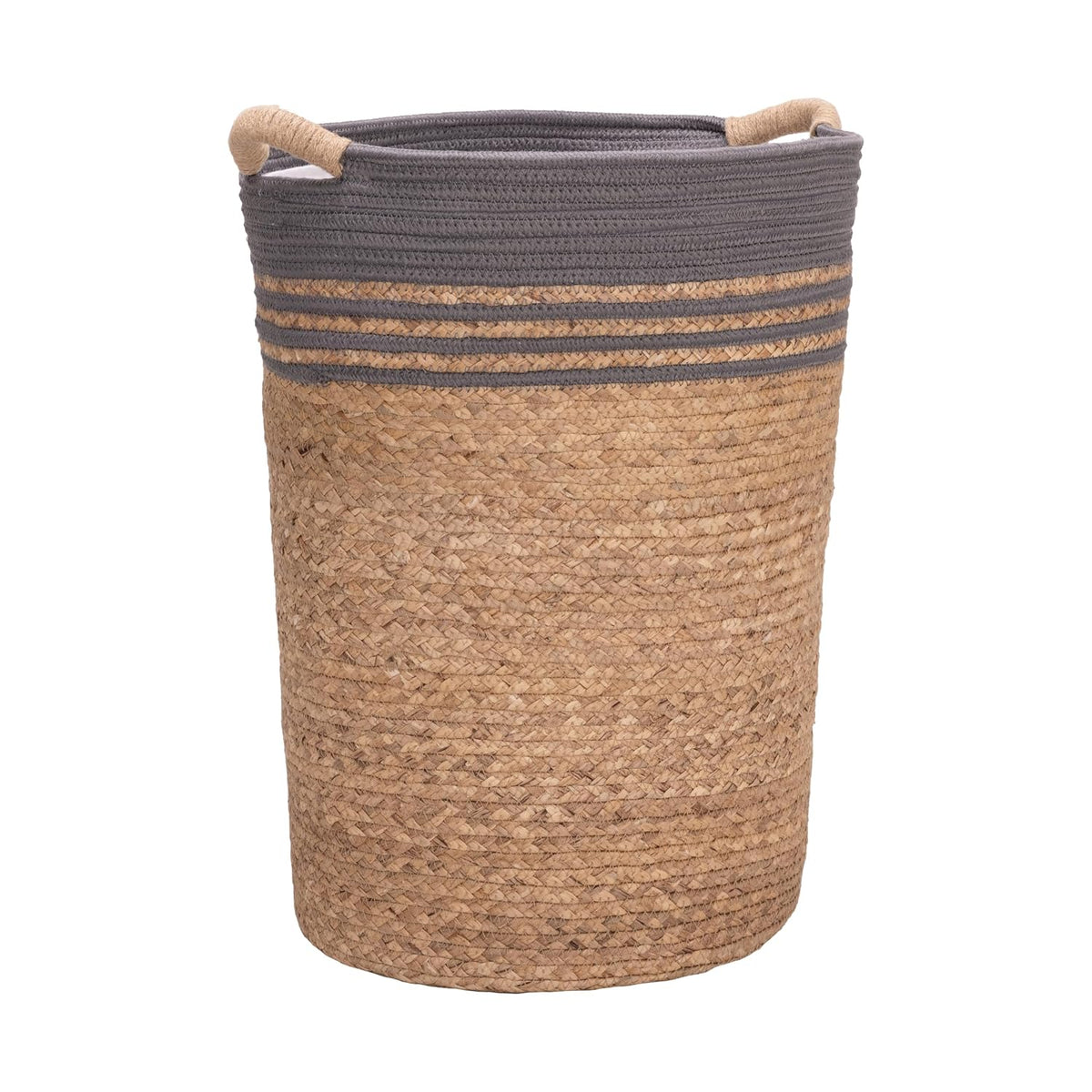Premium Natural Handwoven Portable Laundry Bin Basket with Carrying Handles, Household Storage for Clothes, Linens, Sheets, Toys, Natural Water Hyacinth, Rectangular