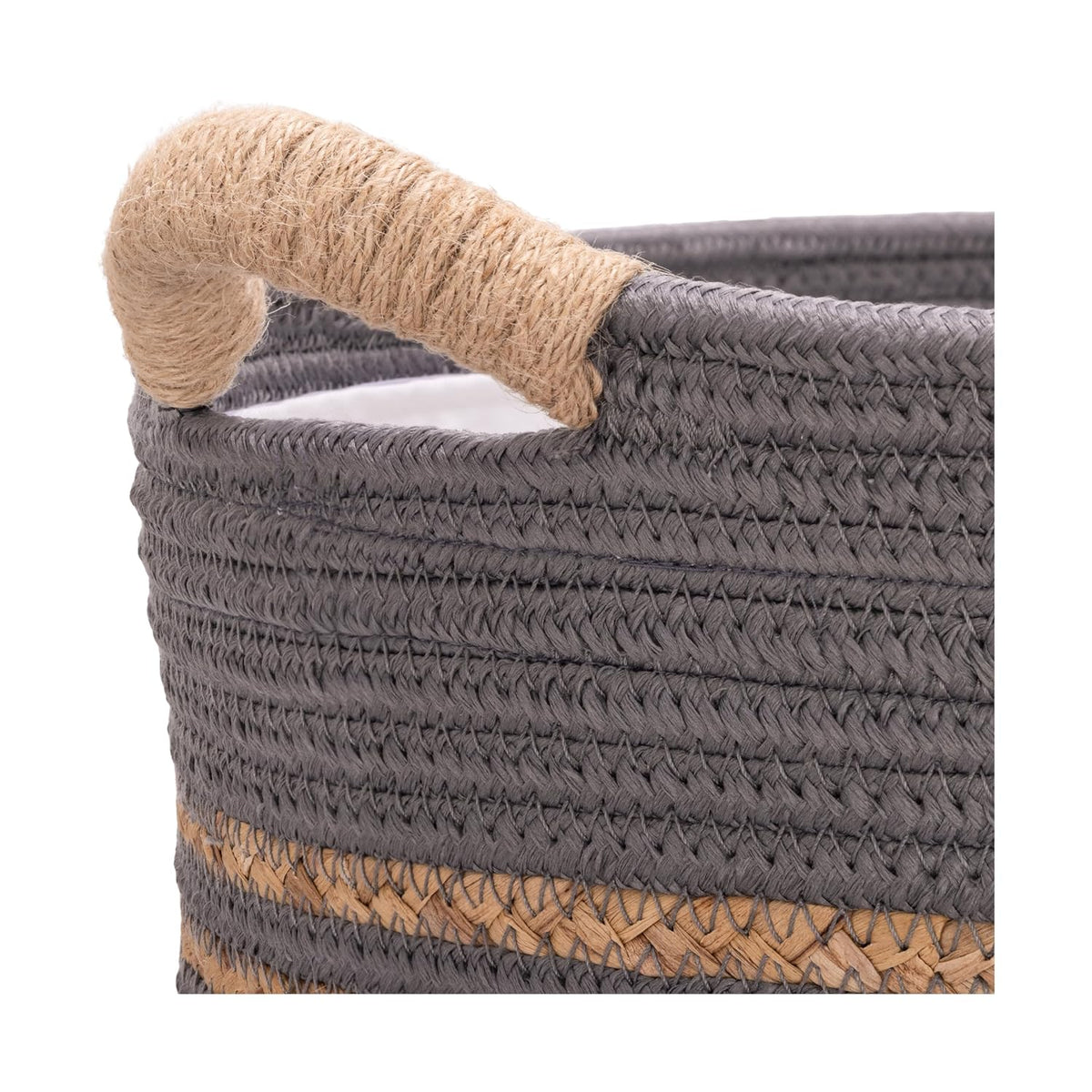 Premium Natural Handwoven Portable Laundry Bin Basket with Carrying Handles, Household Storage for Clothes, Linens, Sheets, Toys, Natural Water Hyacinth, Rectangular