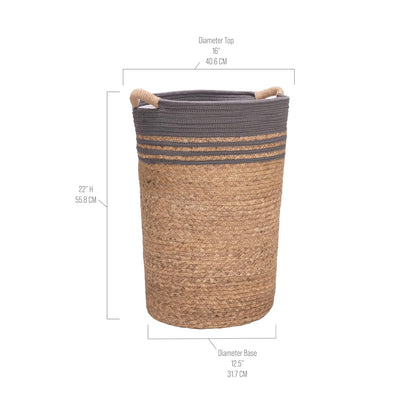Premium Natural Handwoven Portable Laundry Bin Basket with Carrying Handles, Household Storage for Clothes, Linens, Sheets, Toys, Natural Water Hyacinth, Rectangular