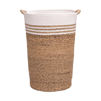 Premium Natural Handwoven Portable Laundry Bin Basket with Carrying Handles, Household Storage for Clothes, Linens, Sheets, Toys, Natural Water Hyacinth, Rectangular