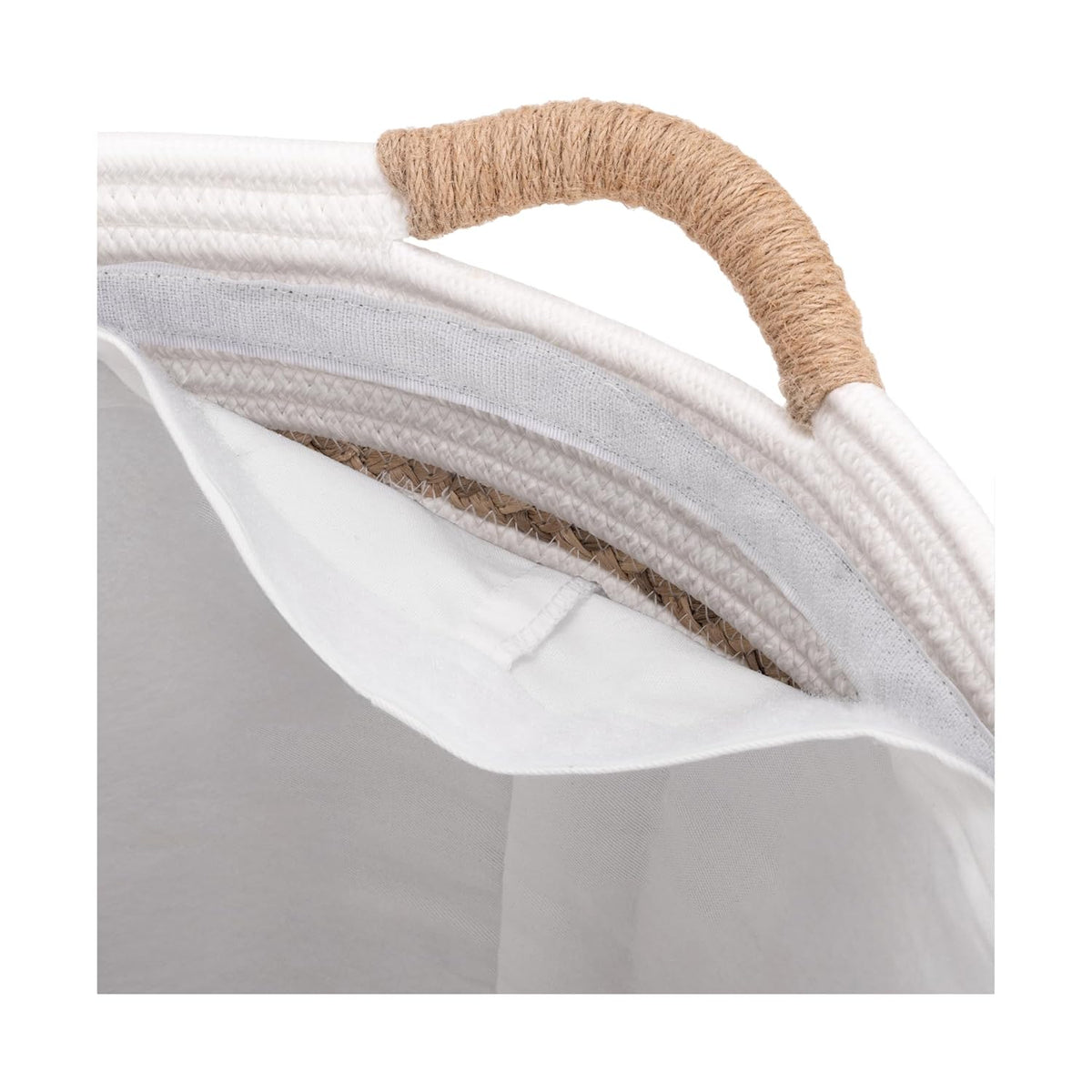 Premium Natural Handwoven Portable Laundry Bin Basket with Carrying Handles, Household Storage for Clothes, Linens, Sheets, Toys, Natural Water Hyacinth, Rectangular