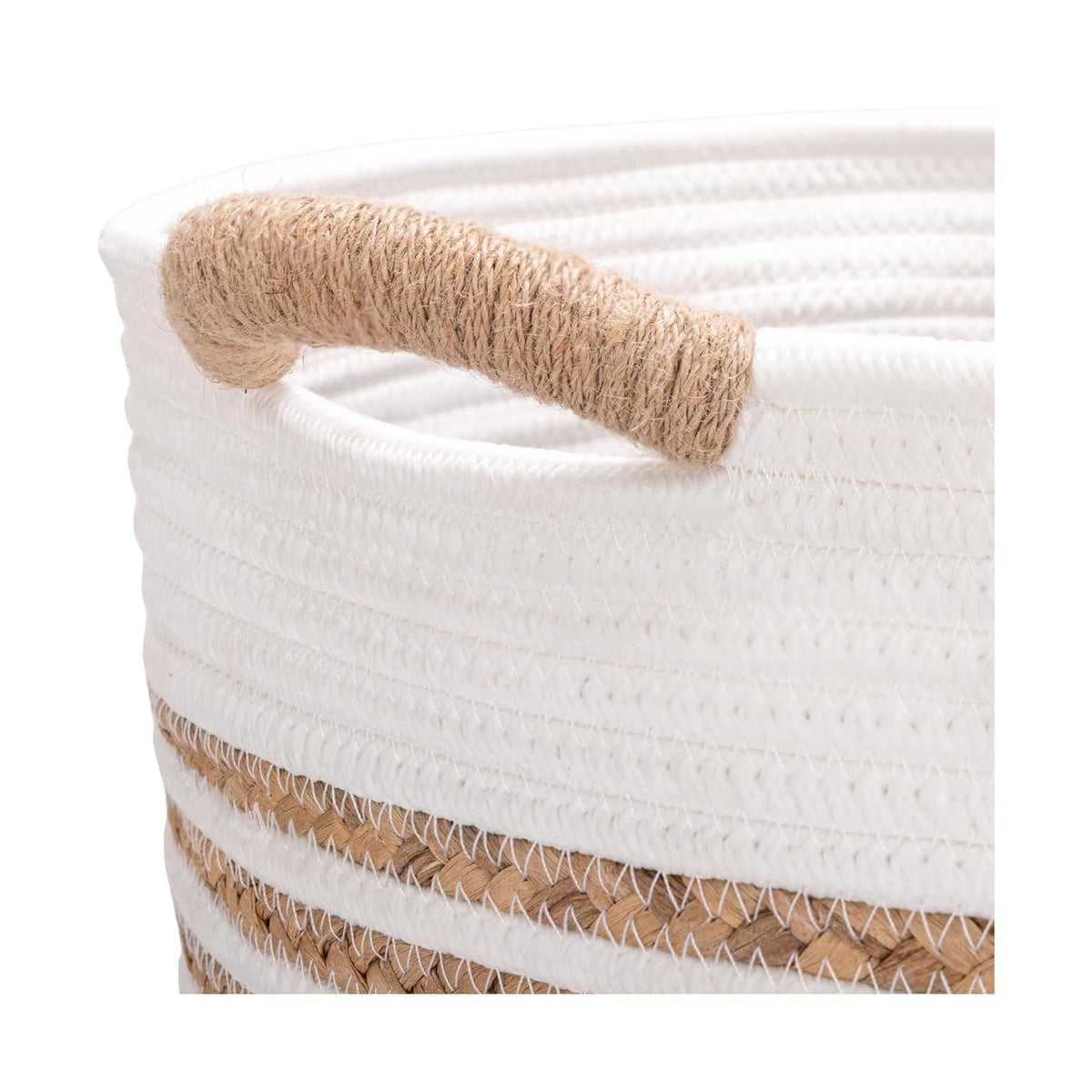Premium Natural Handwoven Portable Laundry Bin Basket with Carrying Handles, Household Storage for Clothes, Linens, Sheets, Toys, Natural Water Hyacinth, Rectangular