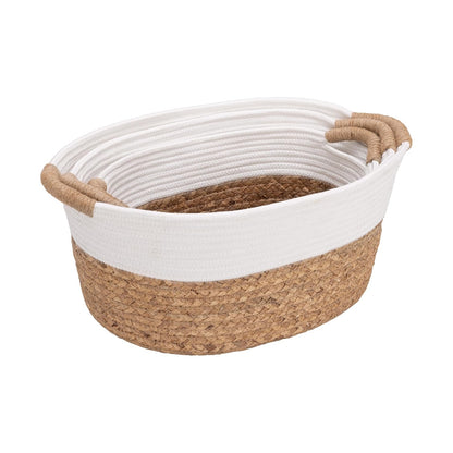 Premium Natural Handwoven Portable Laundry Bin Basket with Carrying Handles, Household Storage for Clothes, Linens, Sheets, Toys, Natural Water Hyacinth, Rectangular