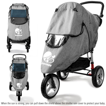 Stroller Rain Cover,Rainproof Nano-Coating Elastic Band,Grey