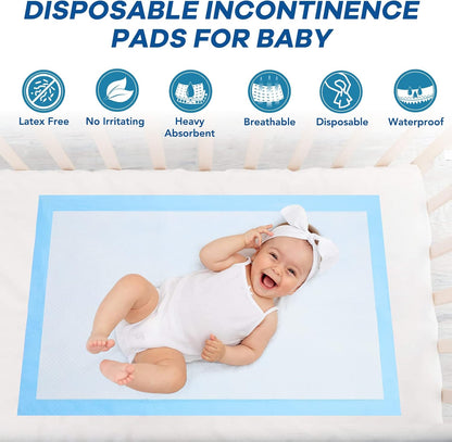 Disposable Changing Pad Pack of 50 Baby Incontinence Pad Diaper Changing Pads UnderPads Ultra Soft Super Absorbent Waterproof Mat 13 x18 in